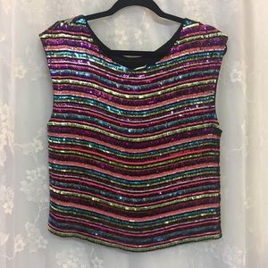 Tracy Reese Multicolored Sequin Top